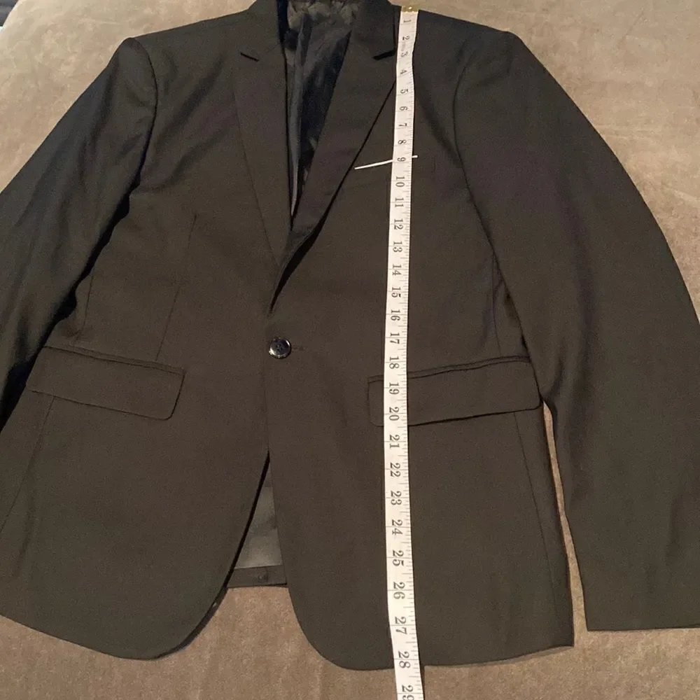 Men’s Black Suit Jacket Blazer One Button Notched Lapel Size 36 NWOT